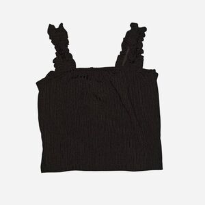 Black Ruffled Crop Top